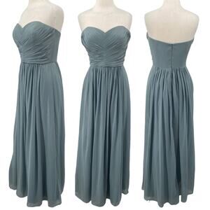 Dessy Collection Gown Pleated Bodice Sweetheart Neckline Maxi Silver Mint NEW 10